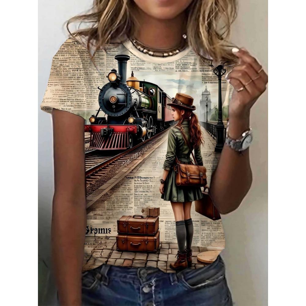 3D Printed T-Shirt for Women Artistic Facial Pattern T-Shirts Summer Fashion O-Neck Loose Tops Short Sleeve Tees Female Clothing