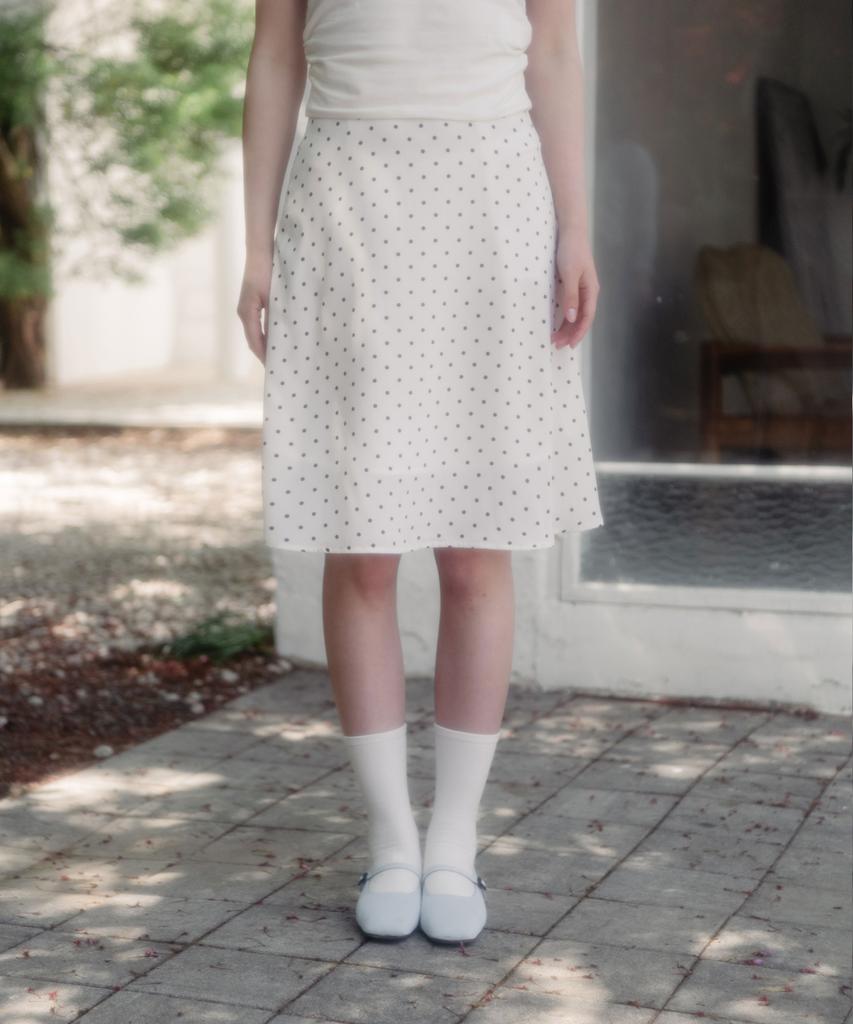 HIGH SCHOOL DISCO Dot Flare Midi Skirt