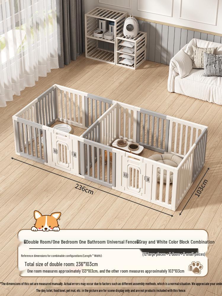 Gray & White Color Block Puppy Playpen for Small to Medium Dogs - Indoor Pet Crate & Isolation Fence