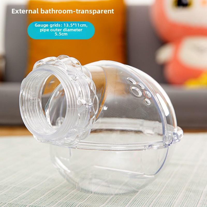 Hamster Sand Bath House Small Animal Toilet Box Portable Cage Enclosure Pet Grooming Supplies with Removable Lid