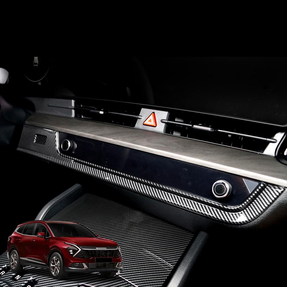 Dekorativní kryt ovladače klimatizace středové konzole auta z uhlíkových vláken ABS Panel výdechu vzduchu Příslušenství pro Kia Sportage NQ5