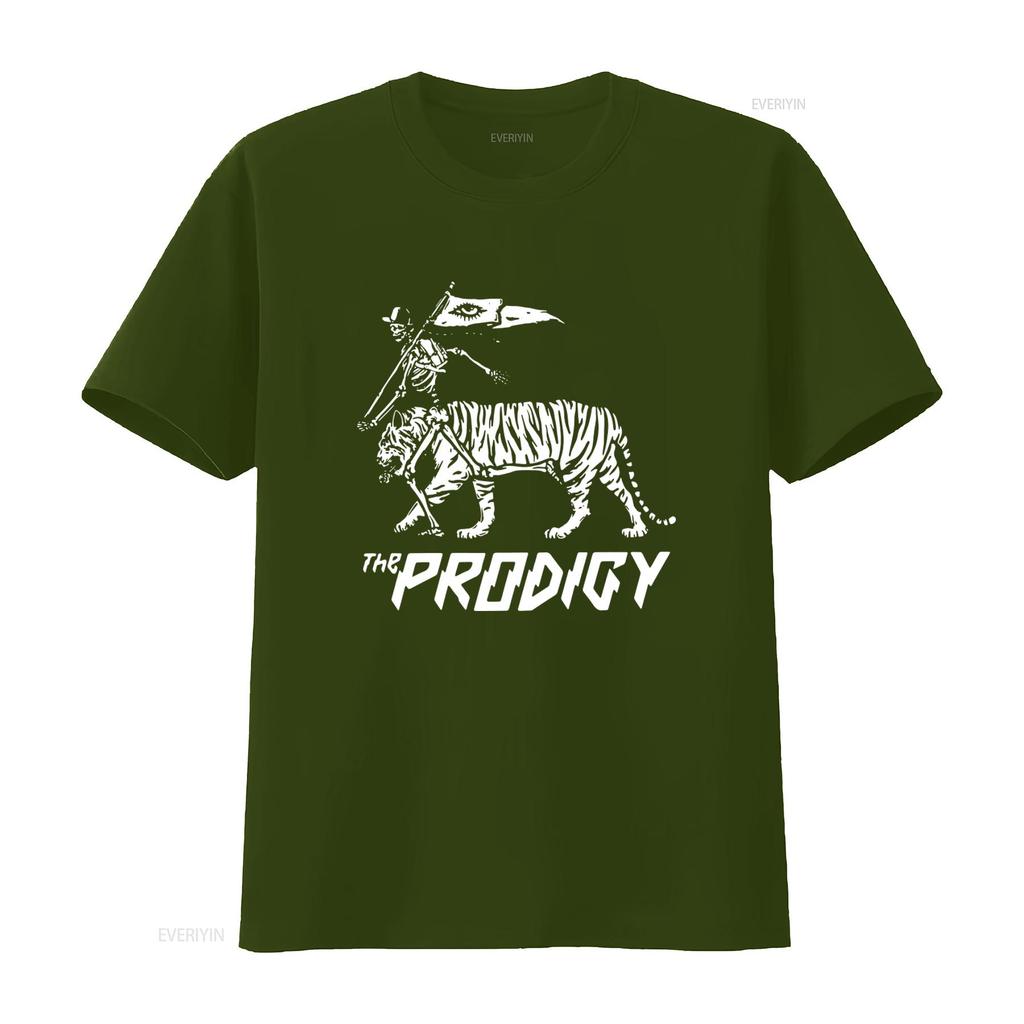 Vintage The Prodigy Band Fan Cotton Black T Shirt All Sizes Skeleton Riding Tiger Design vintage Washed Slightly