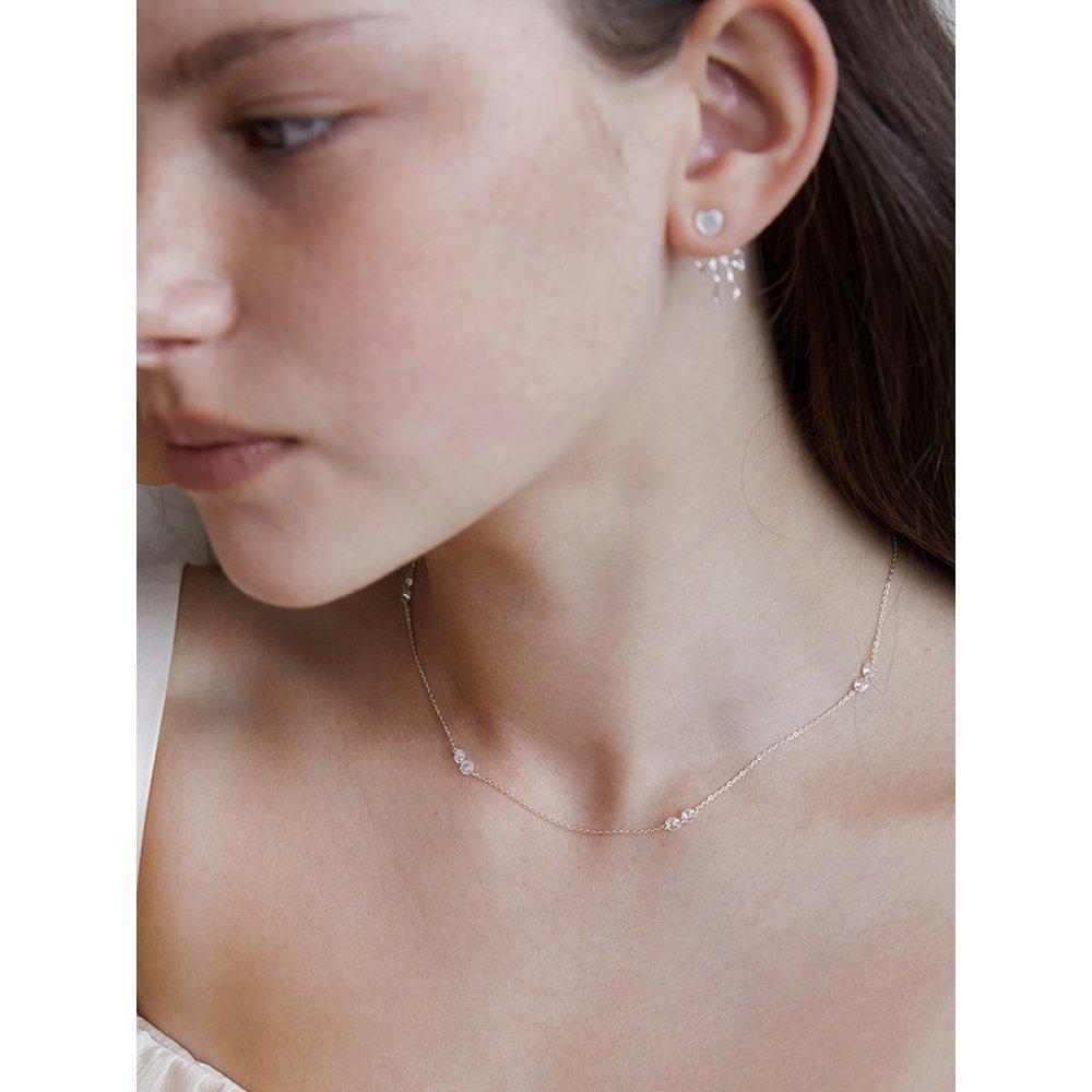 (925 Silver) Crystal Berry Link Chain Necklace Nz2413