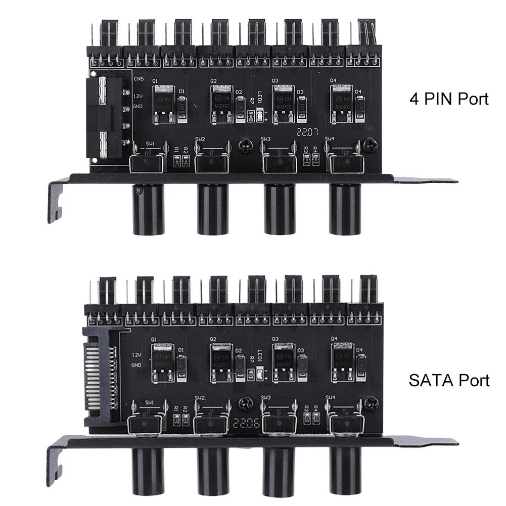 PWM Hub Cooling Fan Speed Controller SATA/4 Pin Adapter 8 Channel PWM Cooler Fan HUB 4 Knob PC Case Cooling Fan Hub