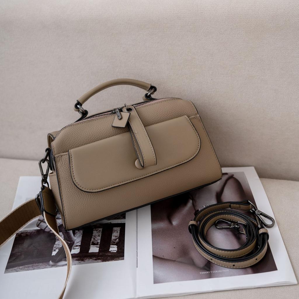 Damenhandtasche aus Rindsleder, Schultertasche, Messenger-Tasche mit großem Fassungsvermögen, Tragetasche, Mama-Tasche, modische, einfache Einkaufstasche