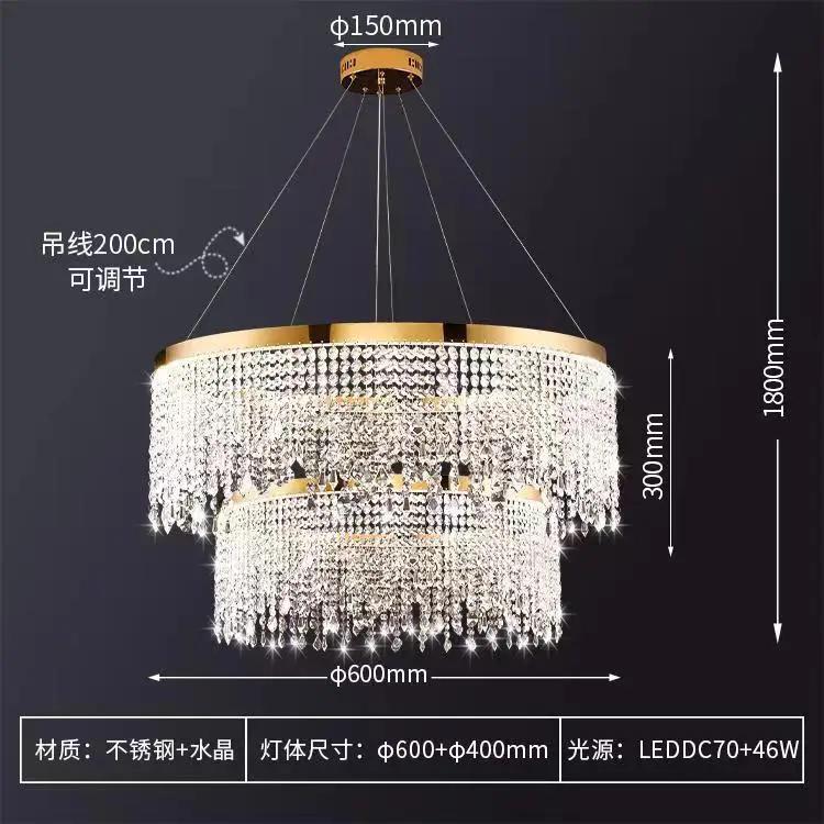 Nordic K9 Crystal Chandelier Luxury Hanging Lamp Gold Led Circle Ceiling Pendant Light Lustre Home Decor