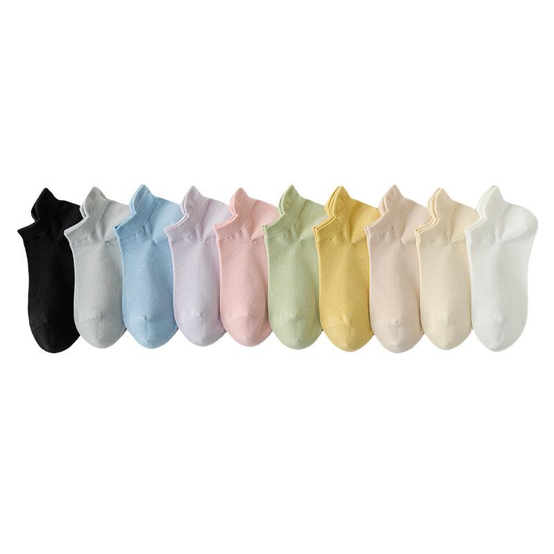 Sock Children's All-cotton Summer Style Boneless Thin Style Boat-shaped Women's Socks That Do Not Come Off, Pure Color Short-tube Cotton Socks