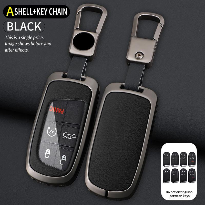 Interior Mouldings Metal Leather Car Key Cover Case Fob for Jeep Renegade Compass Grand Cherokee for Chrysler 300C Wrangler Dodg