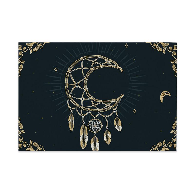 

Bohemian Series Feather Sun Moon Eyes Black Flax Linen Insulated Placemat Decoration Dinner Table 45x30cm Heat Insulation 2pcs 30x45cm