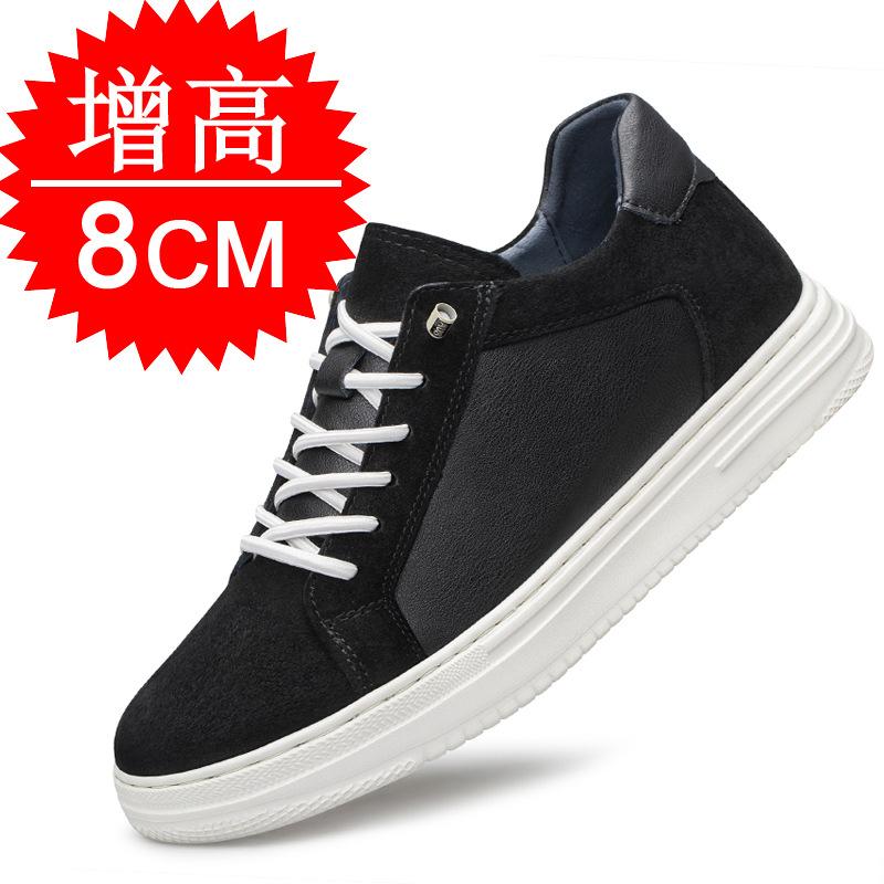 New Shoes Men Genuine Leather 4/6/8CM Increasing Shoes Sneakers Invisible Height Increasing Shoes Casual Shoes Skateboard Shoes
