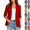 Women's Single-Button 3/4 Sleeve Lapel Open Front Suit Jacket