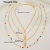 4Pcs/Set Cross Colorful Crystal Necklaces For Women Simple Gold Silver Color Y-Shaped Pendant Necklace Set New Christian Jewelry