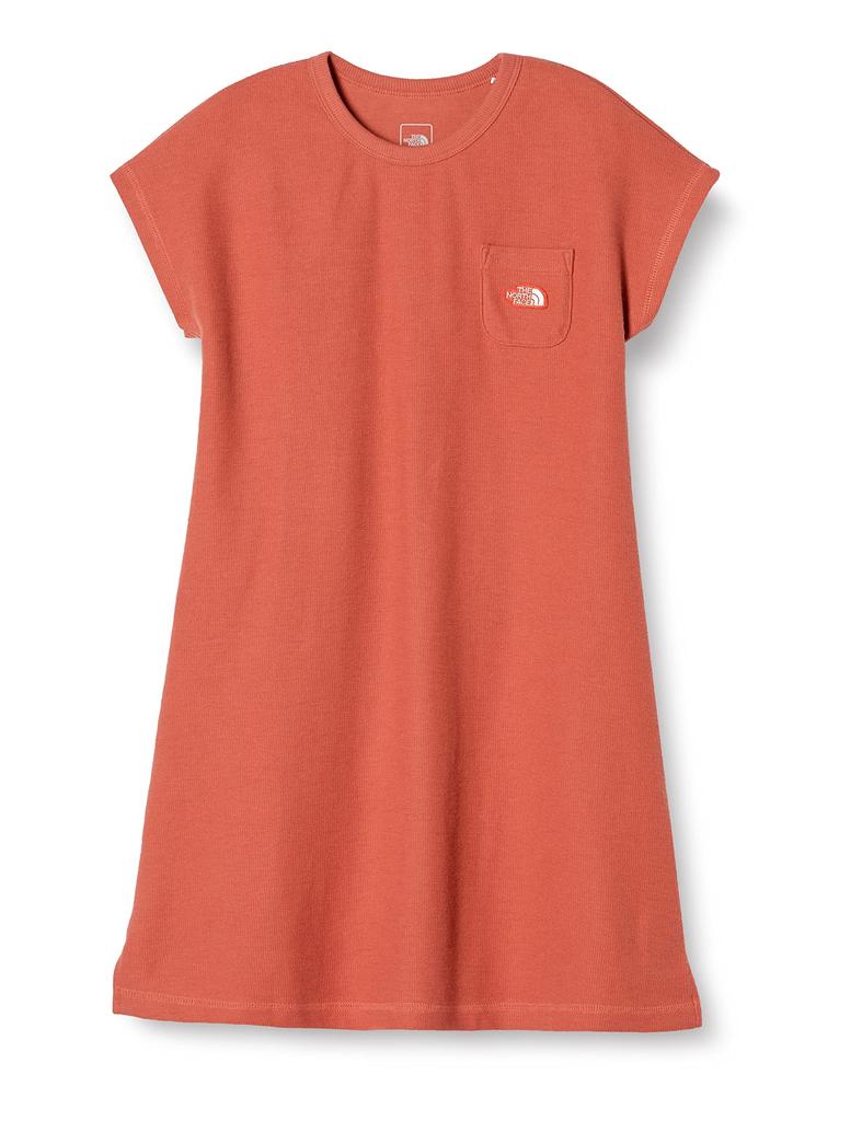 The North Face Short Sleeve Latch Pile Organic Tandoori Spice Size 140 Girls' Dress, Sweat-Wicking, Cotton, Red,