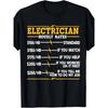 European Sizes Men's Funny Electrician Hourly Rate T-Shirt, Electrician-Themed Graphic Tee with Hourly Rates Chart, Casual Streetwear Gift