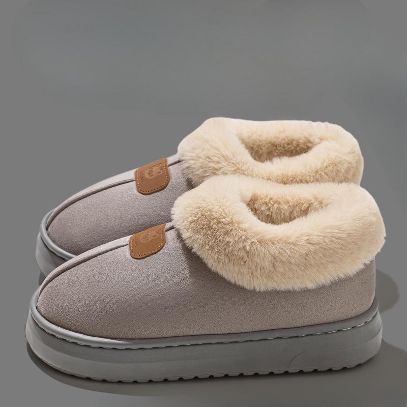 

Женские плюшевые хлопковые туфли на толстой подошве с противоскользящим эффектом, на каблуках и шлепанцы Fits 43-44 серый