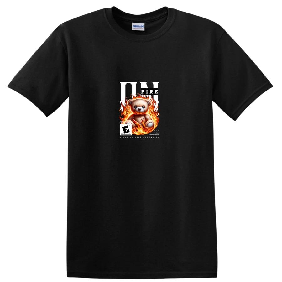 Teddy Bear Fire Graphic T Shirt Cute Funny Kids Tee Cartoon Flame Design XXXL