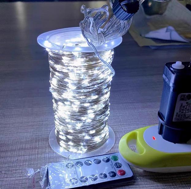 

Зеленый медный гирляндный свет для Рождества, гирлянда целебного цвета, украшение для гостиной и праздника 100m 1000 LEDs Plug-in Remote [Coiled]