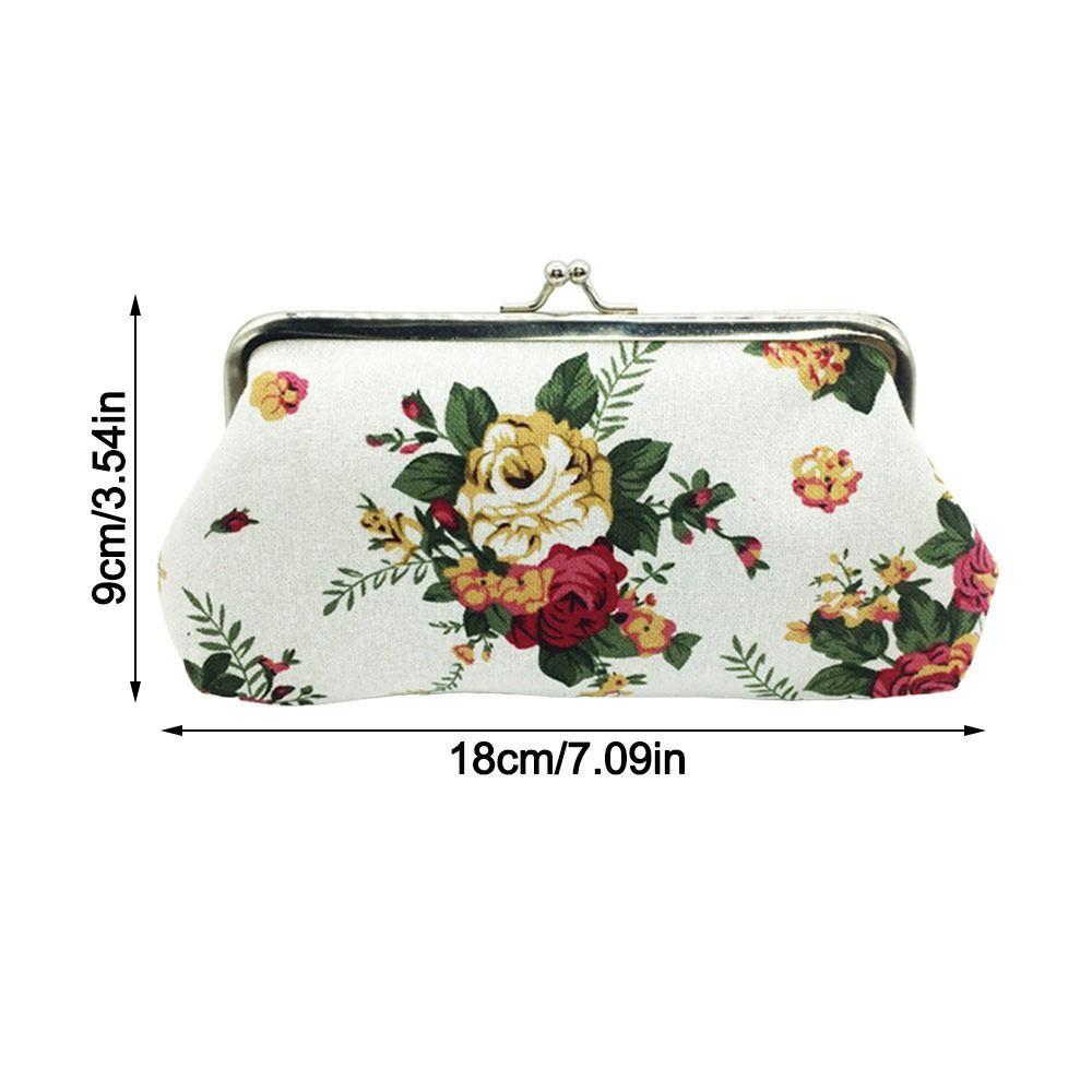 Fashion Canvas Coin Purse Rose Floral Print Long Credit Card Holder Metal Hasp Change Pouch for Women