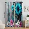 2 pcs   versatile polyester transparent curtains for home decoration Country House Flower for use in bedrooms and living rooms
