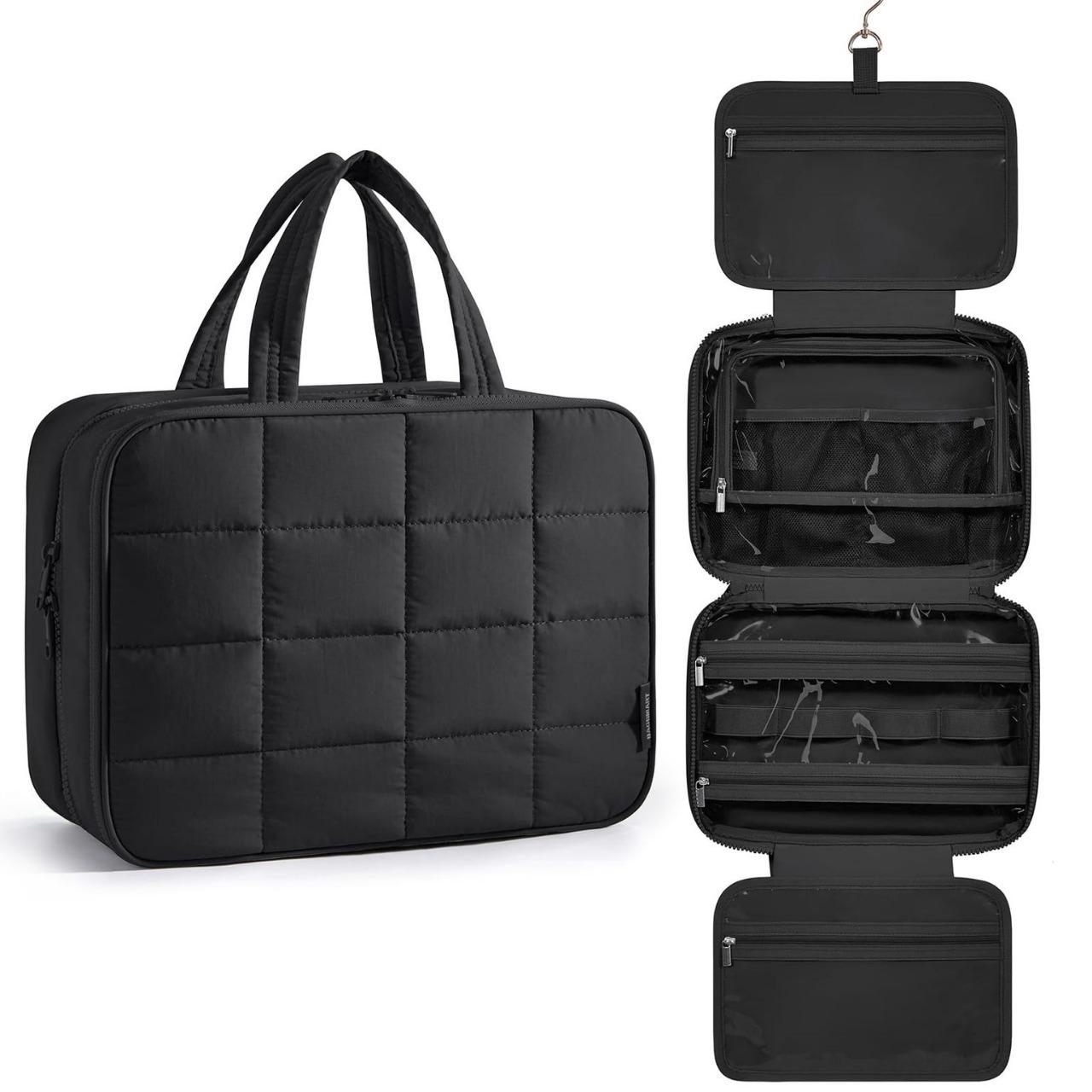 

Fluffy Travel Toiletry Bag with Jewelry Storage and Hanging Pouch Small 28*12*20cm чёрный