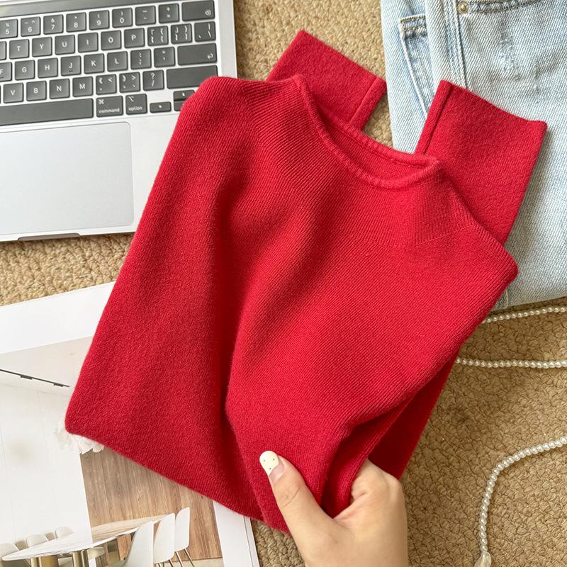 2026 Autumn Women's Slim Fit Round Neck Knit Pullover Sweater