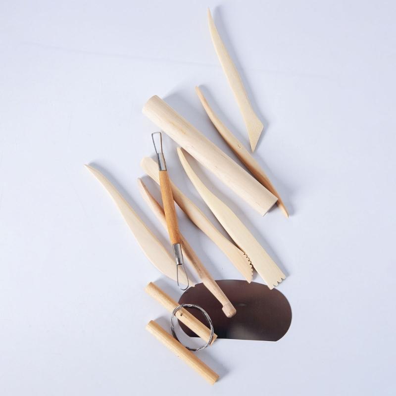 Clay Sculpting Tools Set 10 Piece Pottery Carving Tool with Wire Cutter for Ceramic Trimming Scraping and Detailing