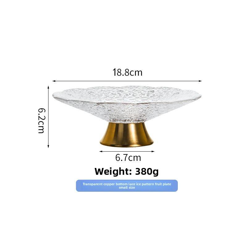 Роскошная стеклянная фруктовница на высокой ножке, фруктовница с латунным основанием, емкость для хранения украшений, посуда с ледяным узором, 1 шт.