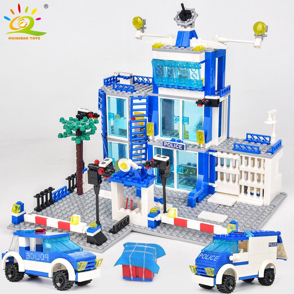 750PCS City Police Station Trucks Car Building Blocks with 10 Policeman Model Bricks Construction Toy for Children Gift