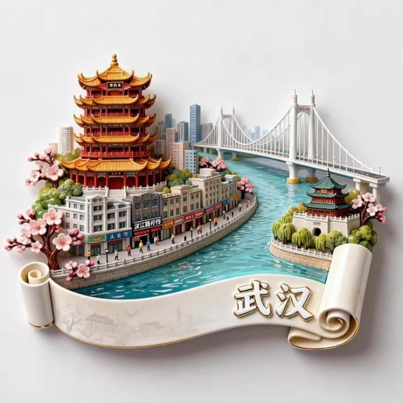 China Metal Fridge Stickers Hangzhou Souvenirs Huangshan Tianjin Guilin Guangxi Wuhan Xi An Zhangjiajie Fridge Magnets Gifts