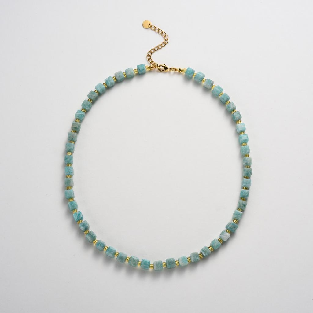 Summer High-End Sense Full Square Tianhe Stone Beaded Collarbone Chain Niche Design Sense Literary And Retro Necklace