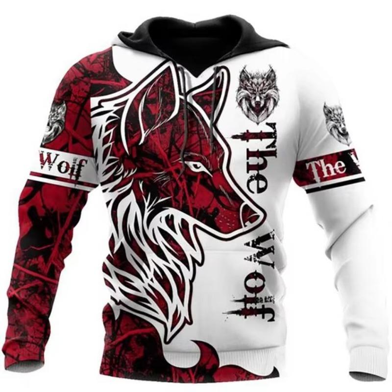 Mode Frühling Herbst Wolf Tier Herren Hoodies 3D Allover bedrucktes Sweatshirt Unisex Pullover Lässige Jacke Streetwear Mantel 4XL