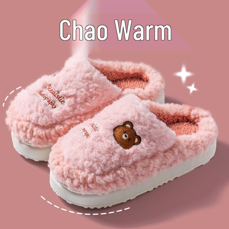 Women's Winter 2024 Warm Velvet Indoor/Outdoor Non-Slip Cotton Slippers, Thick-Soled Fur Shoes for Couples