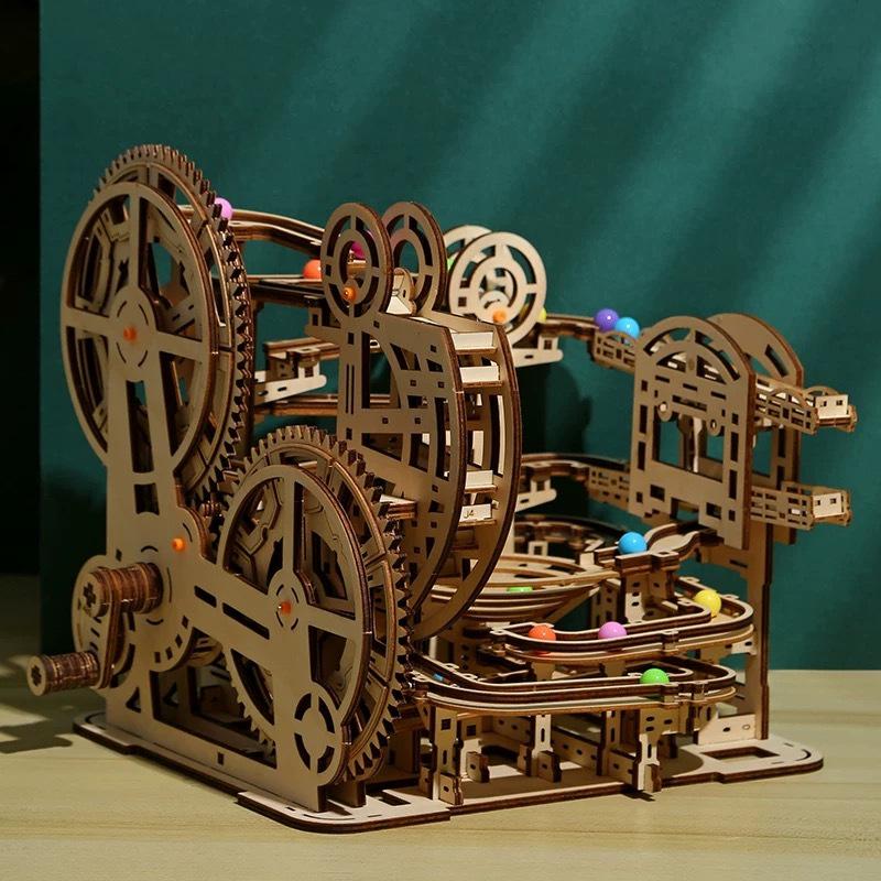 3D three-dimensional puzzle track marbles maze wooden toy