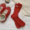 "New Year Christmas Red" Big Red Socks, Women's Fabric Label Mid-calf Socks, Autumn and Winter Big Polka Dot Twist Pile Socks, Long Socks
