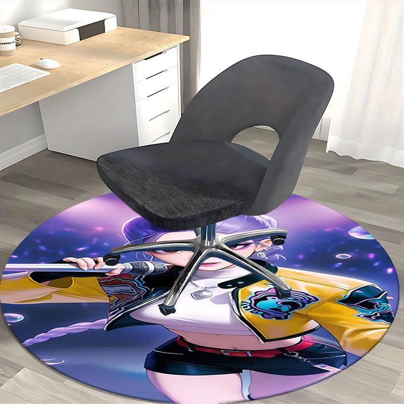 1pc Anime Design Round Carpet - Office Chair Mat, Non-Slip Rug for Anime Fans | Festival Gift, Seasonal Decor | Suitable for Home Office, Living Room