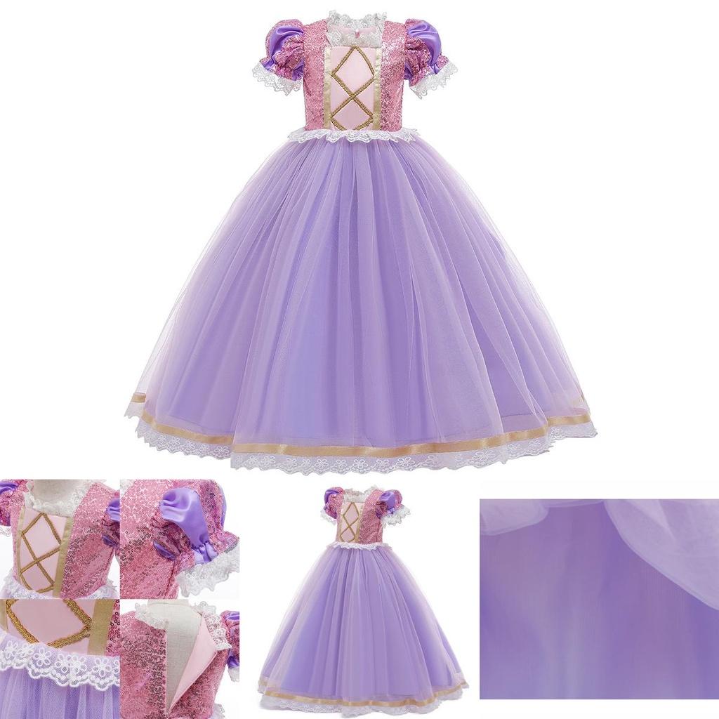 Förtrollande Trassel Rapunzel Prinsessa Maskerad Cosplay Kostym För Flickor