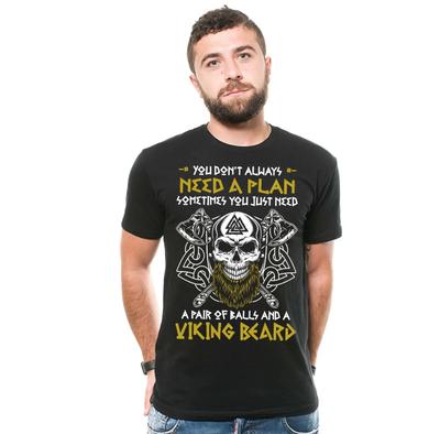 Lustiges Wikinger-T-Shirt Wikingerbart-T-Shirt Wikingerkrieger-Shirt Nordische Mythologie Shirt