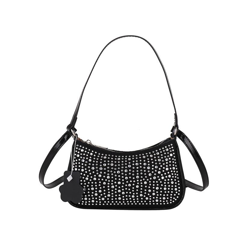 

Denim underarm bag summer 2025 new Korean version fashion rivet shoulder bag women s versatile messenger dumpling bag чорний