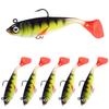 5 PEÇAS 18,5g 10cm Iscas de Pesca Luminosas Soft Swimbaits com Cauda de Pás 2 Anzóis para Robalo Truta Água Doce Água Salgada