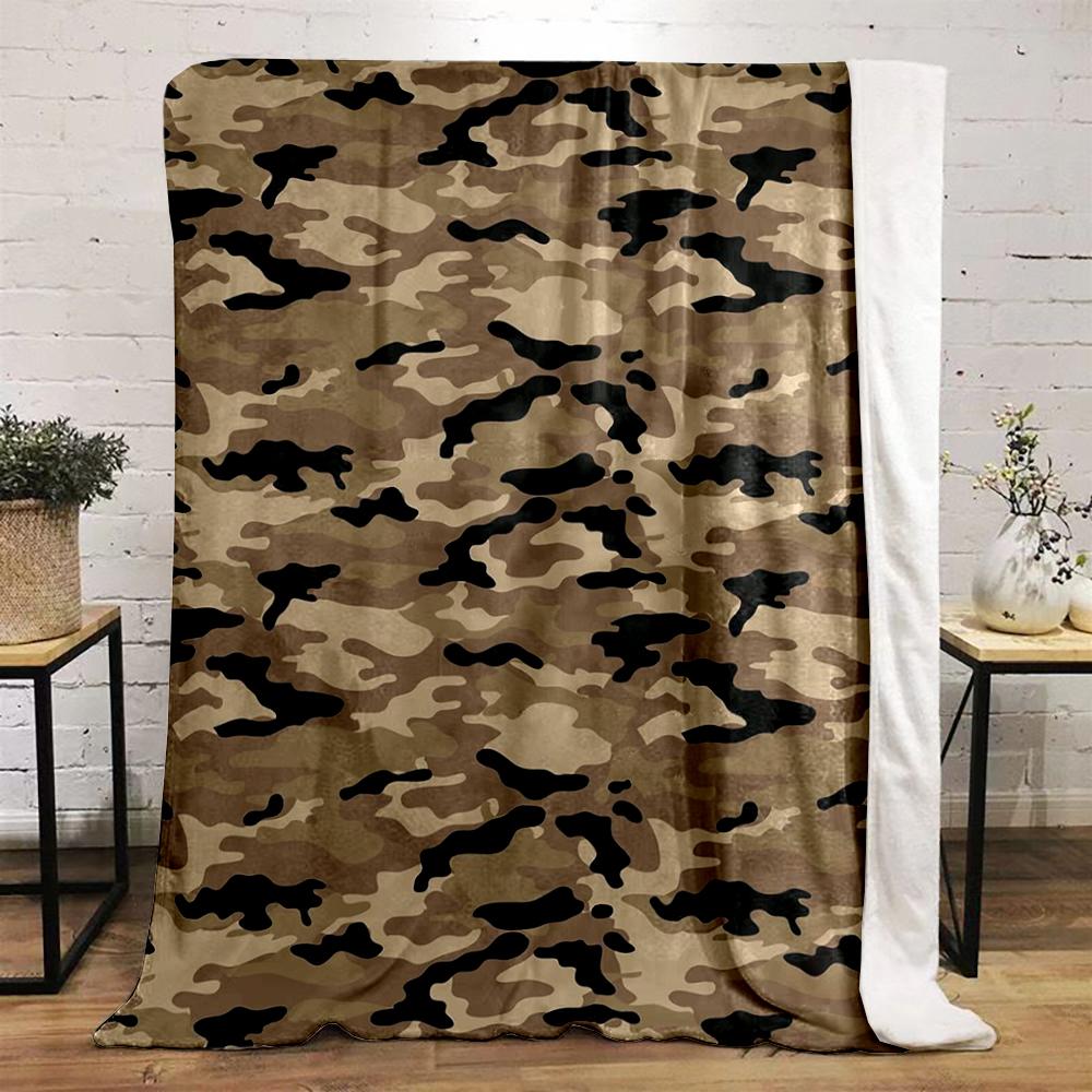 Camouflage Pattern warm quiltfor Home Décor - Flannel blanket for bedroom, living room, sofa, and nap.