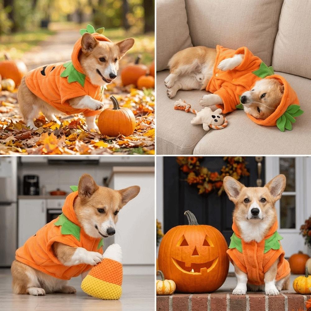 Warm Fleece Puppy Warm Outfits Fleece Hoodie Pumpkin Dog Costume Halloween Pet Clothes  Party