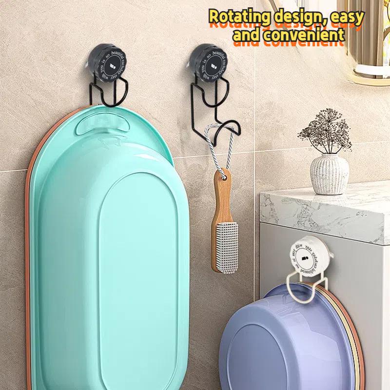 Rotating Suction Cup Basin Hook, No Punching Basin Storage Rack, Wall Mounted Basin Artifact, Bathroom, Strong Load-bearing Capa