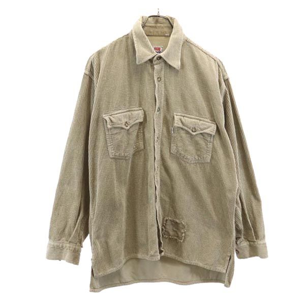 Levi's Made In Italy Long Sleeve Corduroy Shirt L Khaki Men's Used