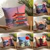 Retro Japanese Pagoda Landscape 1 Pillow Case Linen Cushion Covers For Decorative Sofa Home Pillows Case Car Chair Pillows Cases