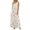 Fashionable women's summer dress with floral print, flowy casual , perfect for beach vacations, sundress with pockets.