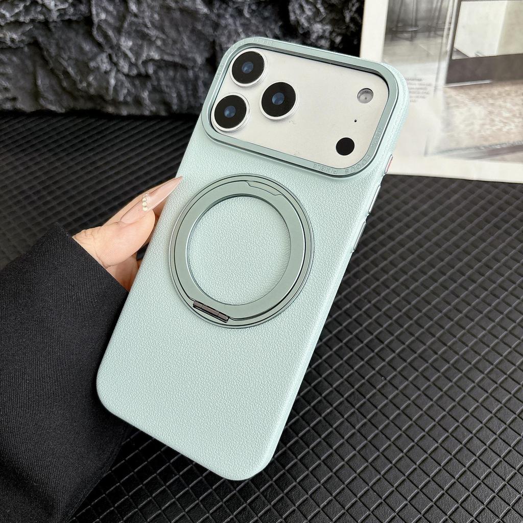 Lychee Pattern 360° Rotating Stand Magnetic Phone Case with Drop Protection for iPhone 17 Pro.