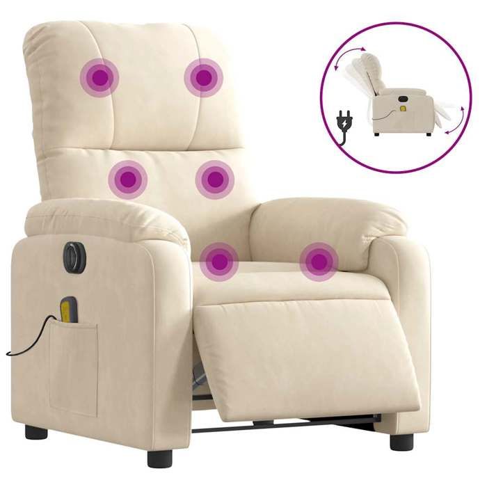 VidaXL Electric Massage Recliner Armchair Beige 3204927