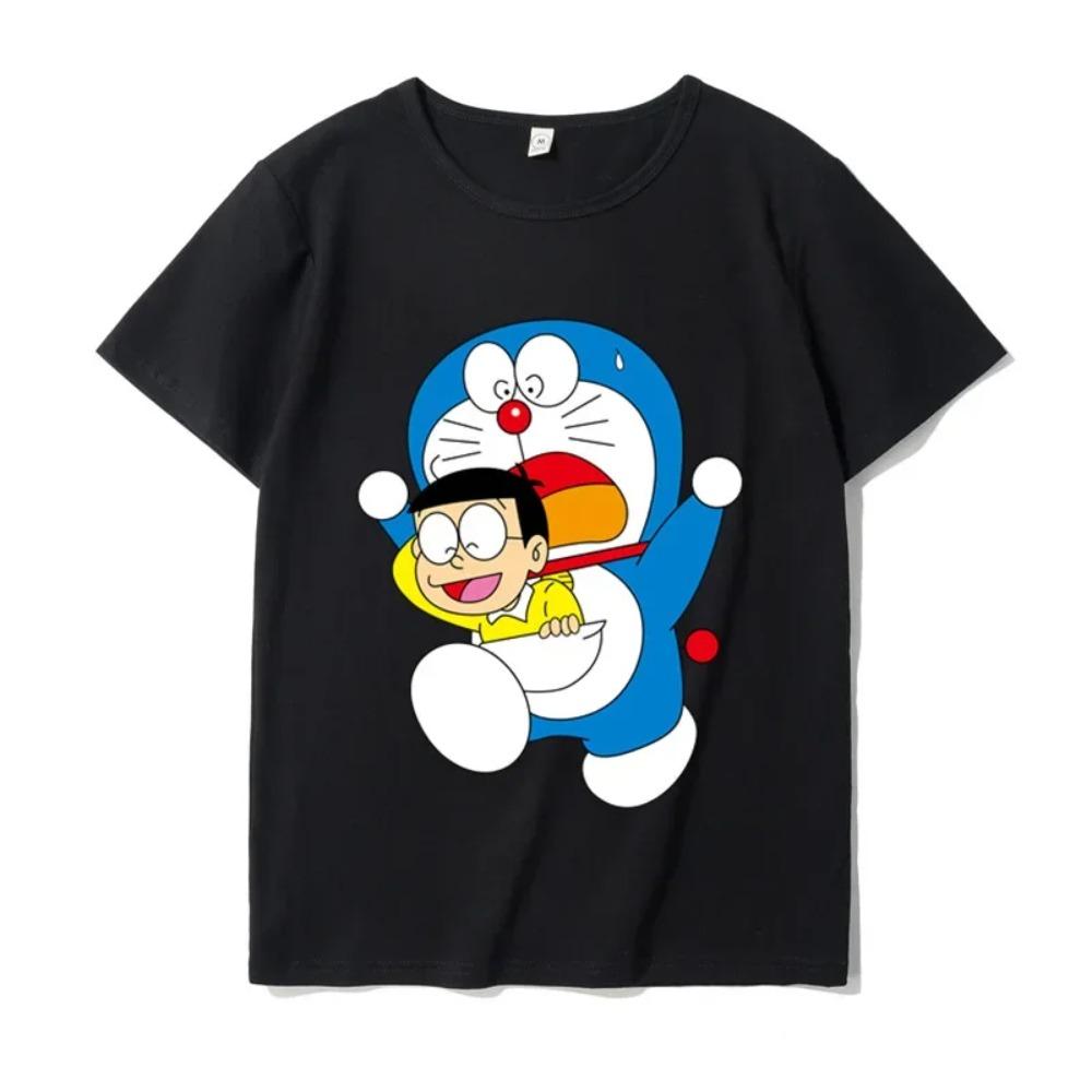 

Летние Новые Мультяшные Футболки с Принтом Дораэмона для Мужчин с Коротким Рукавом и Круглым Вырезом, Повседневные Спортивные Футболки Оверсайз для Детей/Взрослых XXXXXL чёрный