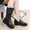 Fashion Winter Women Boots High-quality Mid-calf Leather Boots Outdoor Waterproof Platform Boot Plush Warm Snow Boot Women Cotton Boots
