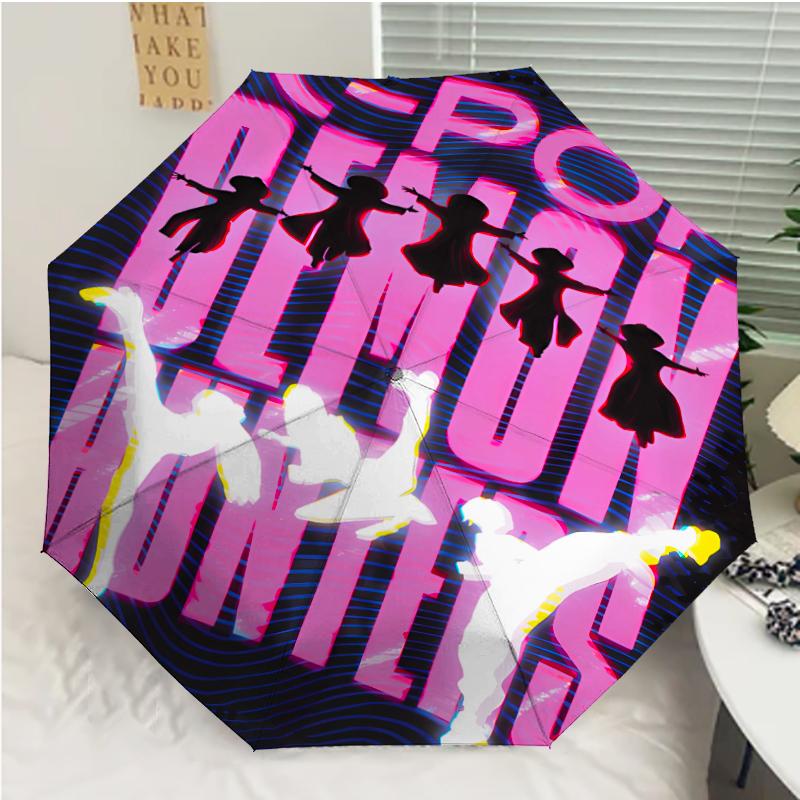 Kpop Hunter10 Print Automatic Umbrella, 8 Rib Iron Frame, Plastic Handle, Suitable for Outdoor Travel &Daily , Ideal Gift